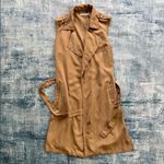 Stradivarius  Khaki Lightweight Sleeveless Open Front Trench w Attached Sash S Photo 6