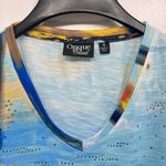 Onque Ocean Scene Printed Short Sleeve Cotton Top with Rhinestones Size Small Photo 4