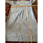 National Geographic National Blue White Stripe Long Sleeve Cotton Front Nightgown Lace Collar PXL Photo 9