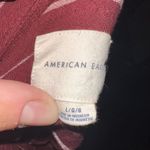 American Eagle rust & white striped L cropped tie front shirt Photo 2
