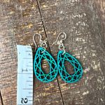 Teal Geometric Teardrop Dangle Earrings Silver Tone Hook Fashion Jewelry Modern Blue Photo 5