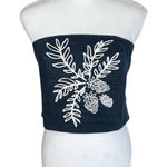 White House | Black Market WHBM Black Strapless Tube Top Y2K Embroidery Size 8 Photo 0