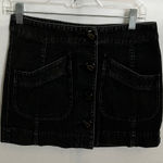 Coach : Black Denim Button Front Mini Skirt- pockets-100% cotton- 2 Photo 0