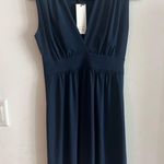 Veronica M  Navy Blue Sleeveless V-Neck Dress Size M NWT Casual Stretchy Knit Photo 3