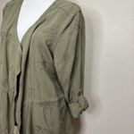 Knox Rose Embroidered Rayon Open Front Jacket Womens L Olive Green Boho Chic Earthy Photo 2