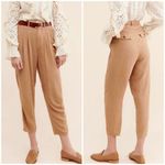 Free People  Faded Love Tan Linen Blend Trouser Pants Photo 1