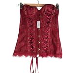 Adore Me Burgundy Lace Corset Bustier Top With Ribbon Lacing Size M Photo 0