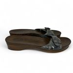 Dr. Scholls  navy blue denim sandals shoes faux wood wooden heel Photo 2