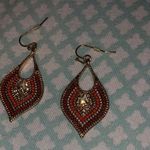 Charming Charlie dangly red, orange and gold earrings Photo 0