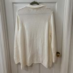 Orvis  Open Front Long‎ Cardigan Sweater Ivory Cozy Knit 100% Cotton Cottagcore L Photo 1