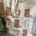 Cowboy Boot Print Tote Bag White Photo 0
