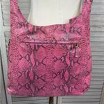 Women's Vegan Leather Satchel Purse Y2K Raspberry Pink Snakeprint Pattern Photo 3