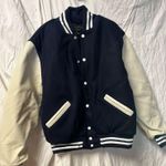 Rennoc Letterman Jacket Vintage Blue And White NEW Med Photo 0