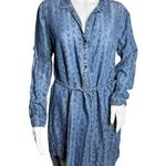 Cloth & Stone Dress Womens Medium Blue Chambray Shirt Aztec Southwest Casual Photo 0