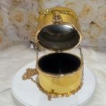 Gold Metallic Clutch with Unique Padlock Design Photo 1
