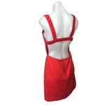 ZARA Red Linen Sleeveless Square Neck Cutout Open Back Mini Bodycon Dress Size L Photo 1