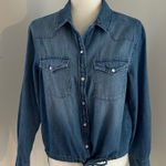 Lola River Blue Denim shirt With Drawstring Hem Sz M Size M Photo 0