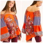 Free People  Top Fall XS Blouse Oversized Flowy Cottage Boho Shirt Billowy 70s Photo 3