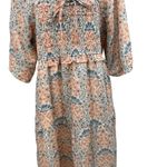 Ivy City Co. Nora Maxi Dress Floral Print Smocked Orange Blue Plus Size 1X Photo 6
