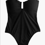 J.Crew  Notched Wire Cutout Strapless One Piece Swimsuit Black 14 Photo 0