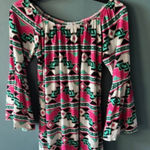 2B Together Made in LA Womens A line Bell Sleeve Pink Green White Design 3/4 S Photo 0