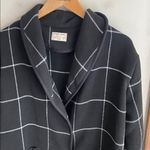Marine layer  Liverpool Shawl Collar Coatigan Windowpane Black White Photo 3
