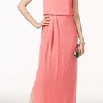 Adrianna Papell Coral Pink One Shoulder Maxi Dress Womens 8 Formal Prom Gown Photo 0