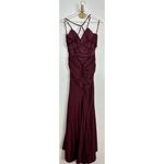 La Femme  Strappy Back Ruched Trumpet Gown in Dark Berry Size US 12 Photo 5