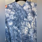 Ellen Tracy Blue Tie Dye Cardigan Pull Over Poncho Styled Fringe One Size Photo 3