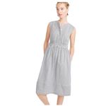 J.Crew Capsleeve Shirting Stripe Poplin Midi Dress Women's Size 0 Gray Pockets Photo 1