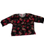 Catherines  Shirt Tunic Top Womens Plus size 5X Black Red LS Floral Popover Photo 2