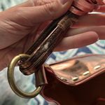 BCBGirls BCBGIRL Brown and Pink Metallic Purse with Flowers Photo 5