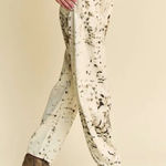 Davi & Dani  Abstract Tie Dye Dot Lace Detail Barrel Pants‎ Photo 0