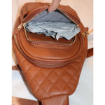 SG SUGU Emma Diamond Quilted Triple Compartment Crossbody Sling Bag Brown Photo 7