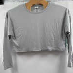 Abound  Crop Top Long Sleeve Ribbed Knit Athleisure Casual Gray Size‎ L Photo 0