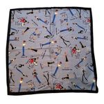 NWT, Rare Vintage The Girls Helen Welsh Designer 100% Silk Scarf, 21” square Black Photo 0