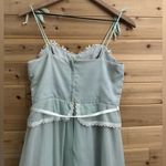 Vintage Size Small Baby Blue Lace Tiered Tie Strap Coquette Prairie Maxi Dress Photo 11