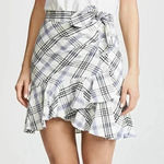 Veronica Beard  Kaia tie waist blue white plaid ruffle miniskirt waist 26-27” P38 Photo 1