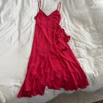 Lulus  Manhattan Moment Berry Pink Ruffled Midi Wrap Dress Size S Photo 1