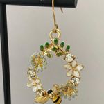 Honey Bee Flower Dangle Drop Earrings for Women,Bee Earrings,Flower Earrings,Fashion Jewelry Women Gifts Gold Photo 3