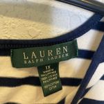 LRL Navy Blue & Cream Striped Short Sleeve Peplum Hem Top Sz 1X Cotton Photo 3