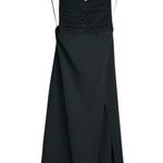 ZARA NWT Midi Corset Dress Sz Small Black Open Lace Up Back Side Slit Photo 3