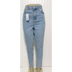 Topshop Premium Mom Jeans High Rise High Waisted Light Wash Denim Blue 32 x 32 Photo 3