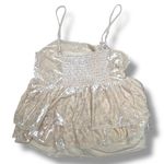 American Eagle  Crushed Velvet Babydoll Cream Peplum Tank Top Shirt Photo 6