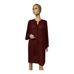 Garnet Hill Ribbed Detail Sheer Red Shirt dress Small Photo 2