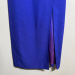 Adrianna Papell Vtg  Sleeveless Sheath Midi Dress Women's 12 Blue Cocktail Slit Photo 6