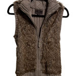 Fenn Wright Manson  Womens Knit Faux Fur Vest Sweater Full Zip Brown Size M Photo 0