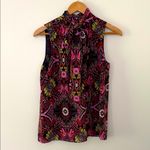 Trina Turk  Silk Blend Multicolored Floral
Sleeveless Top with Scarf Tie Size S Photo 1
