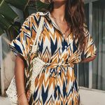 Cupshe Shirt Collar Lace Up Half Sleeves Dress Photo 0