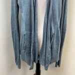 Inhabit Blue Linen Lightweight Double Layered Open Front Knit Cardigan Medium Photo 3